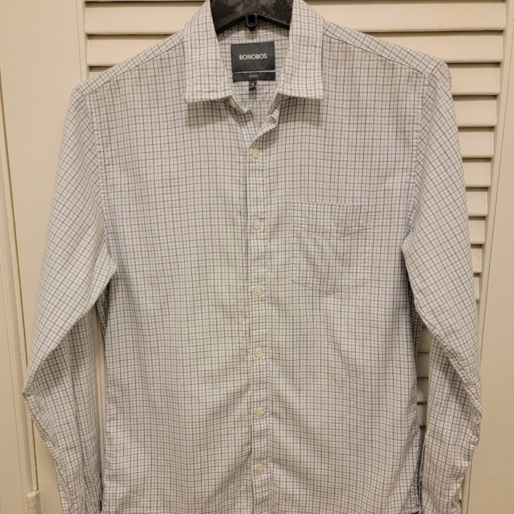 Bonobos Gray Checkered Casual Shirt